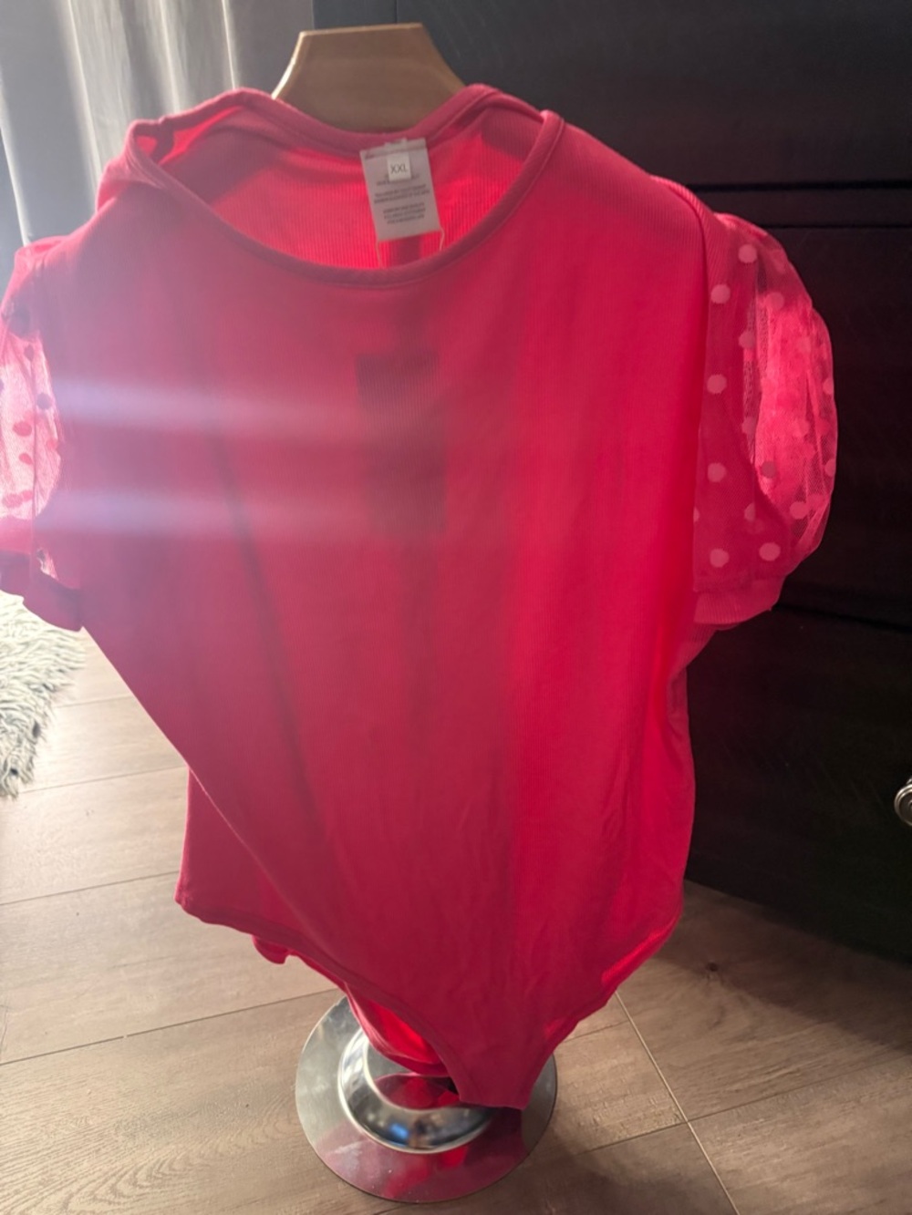 Women’s Hot Pink Puff Sleeve Bodysuit